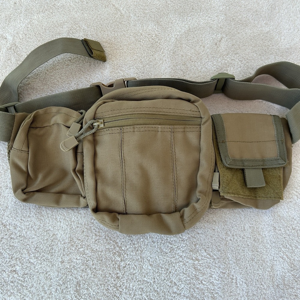 Condor‎ Tactical Fanny Bag Hook Loop Adjustable Waist Pack Brown/Tan EUC